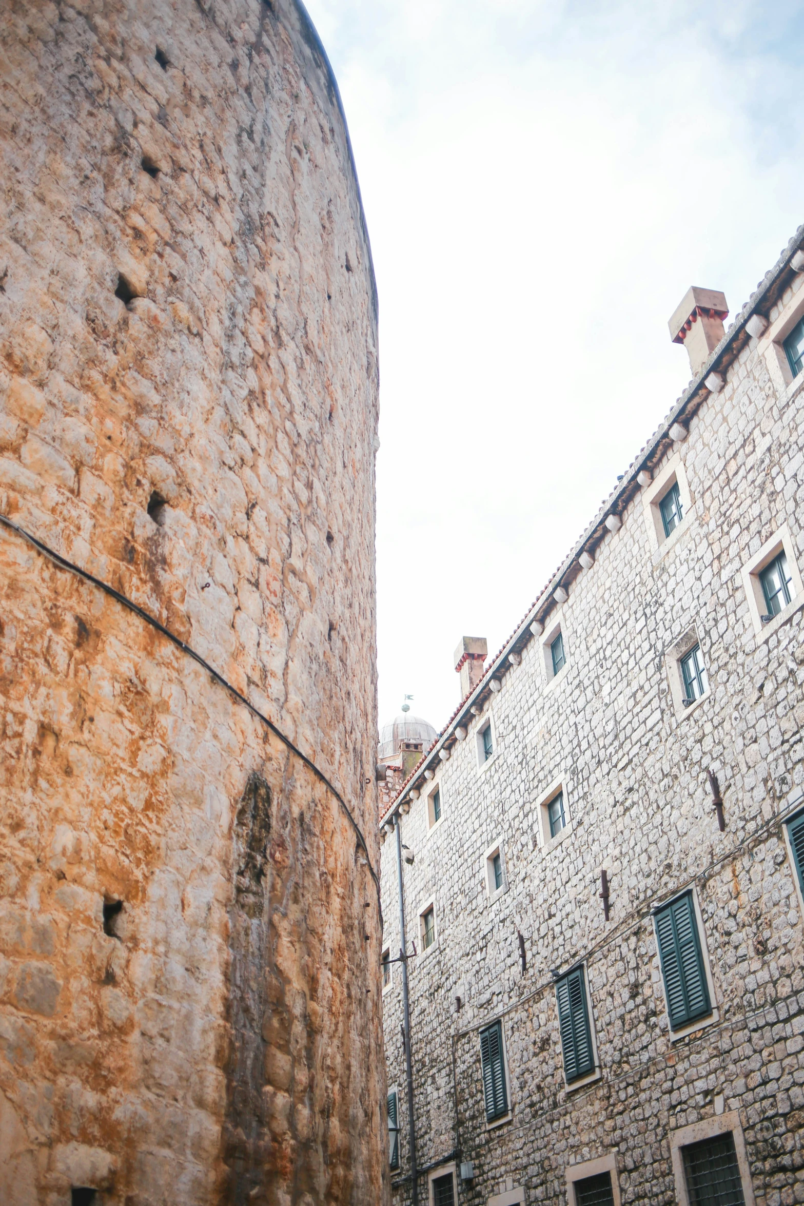 the buildings are made of stone and brick