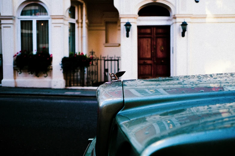 a close up of the back window of a car