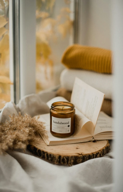 there is a jar of soymilk on a log