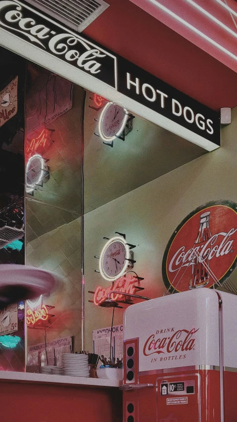 a  dog store has red lights on the walls