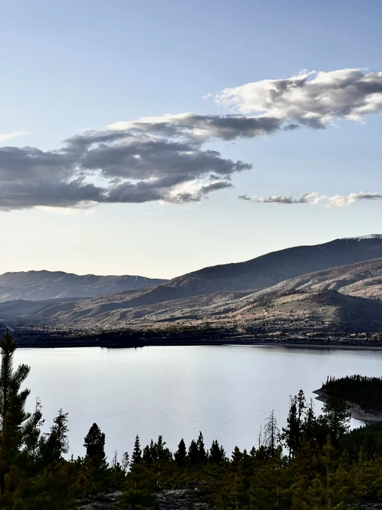 the landscape of an area with water and trees