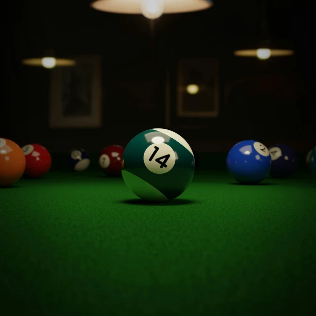 a pool table that has eight and twenty billiards