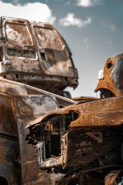 the old rusted truck has been turned into a rusted piece of furniture