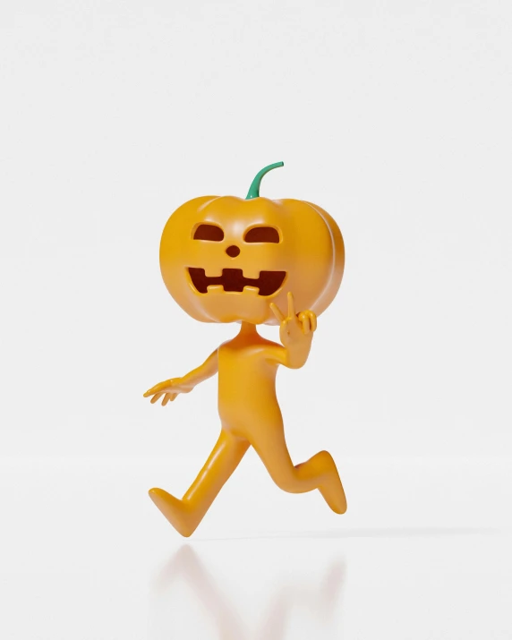 a jack o lantern running on a white surface