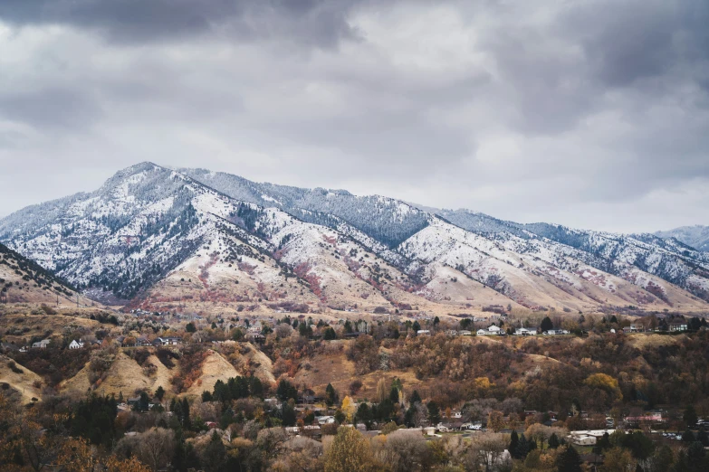 a beautiful mountainous landscape under a cloudy sky