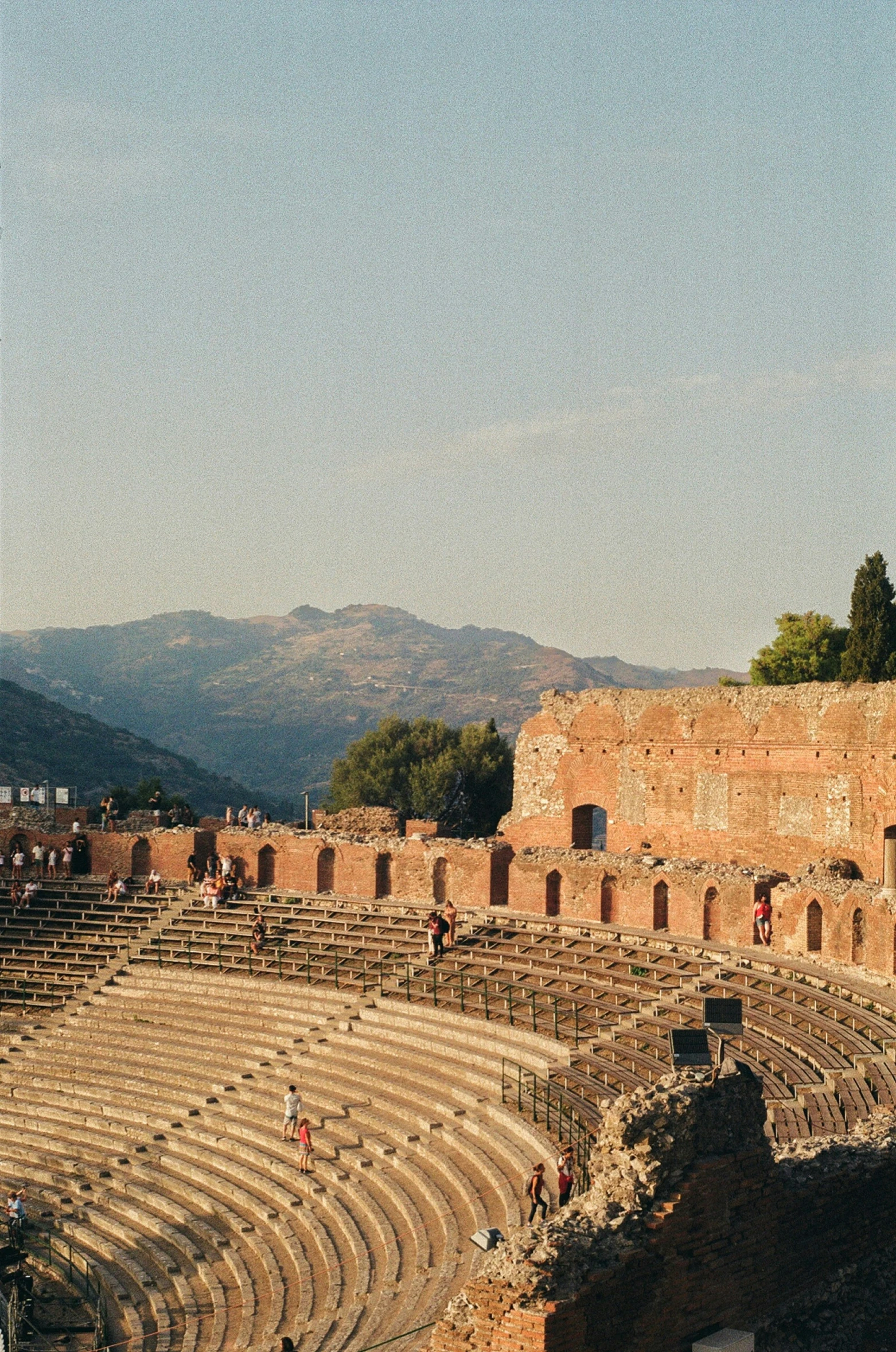 an abandoned roman theatre built by the stone