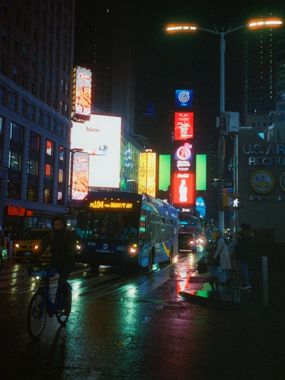 a city street with a bunch of lights that are on a very busy night