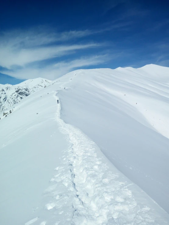 the snow covered side of a ski hill