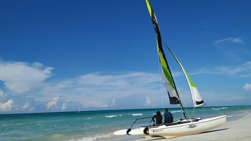 the sailboat is out on the beach at sea