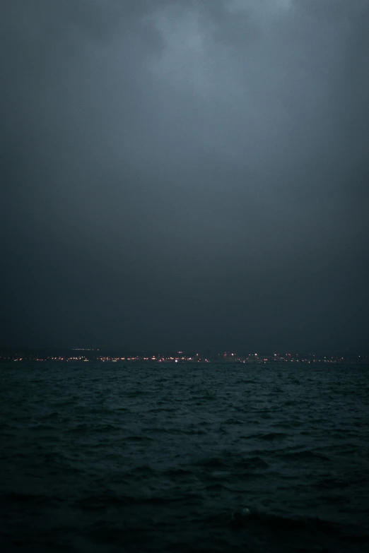 a full view of the ocean at night time