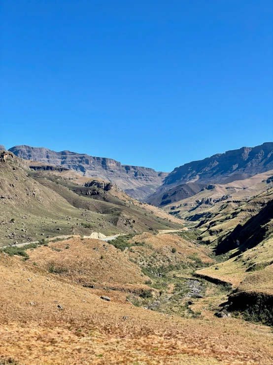 mountains and valleys are in the distance with a few trees