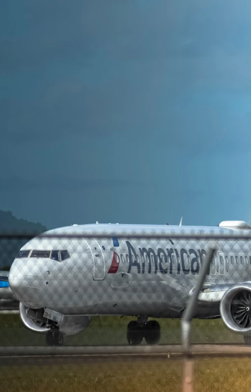 an american airlines airplane that is taking off