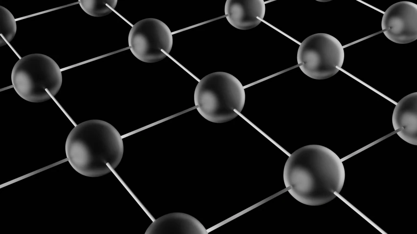 many different types of spheres connected by long lines