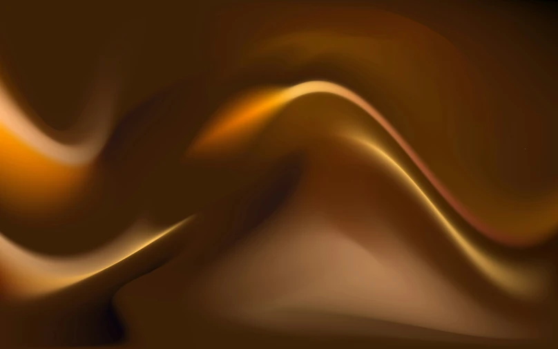 a yellow and brown painting with wavy, curved shapes