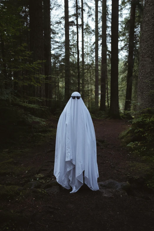 an open hooded up creature standing in the forest