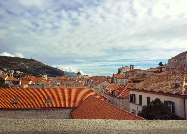 a city with lots of roofs and some towers