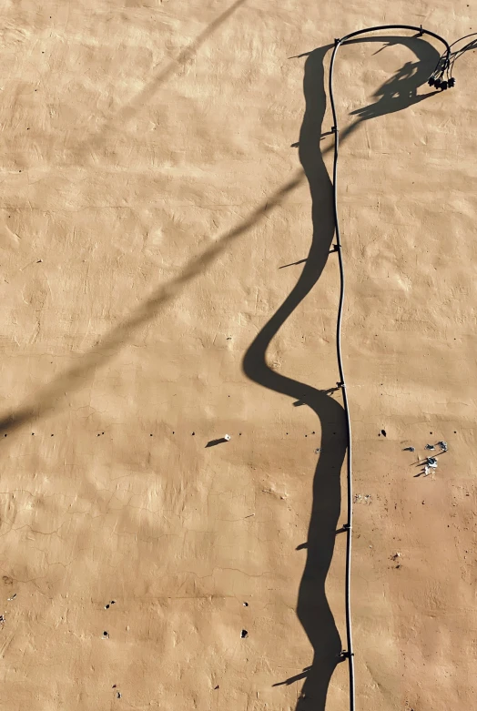 an image of shadow on the sand holding a tennis racket