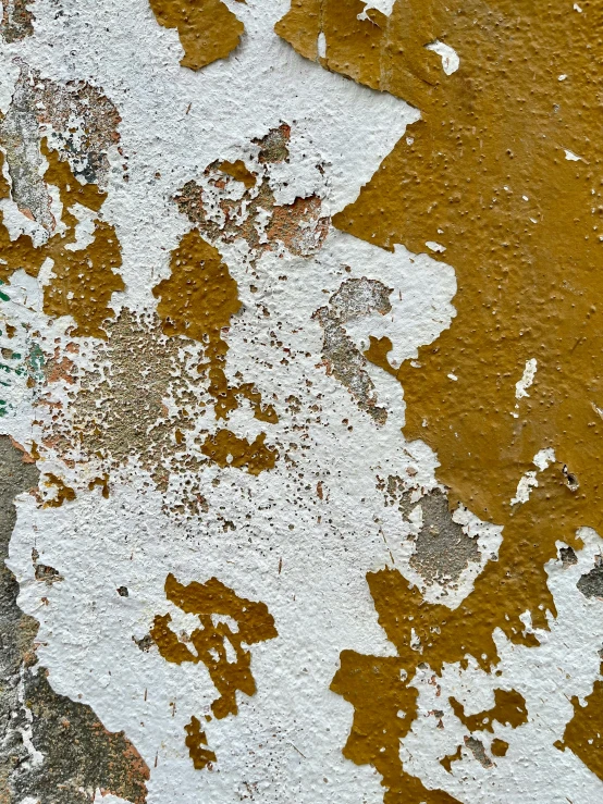 a peeling white paint covering a wall