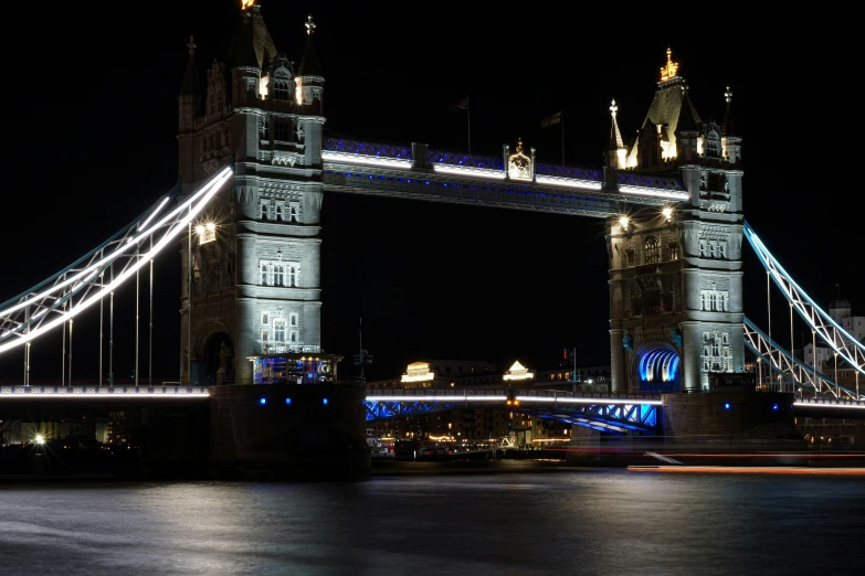 the london bridge glows blue for the new year