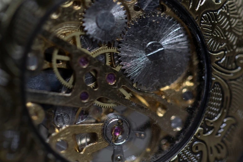 looking down into the gears of a watch