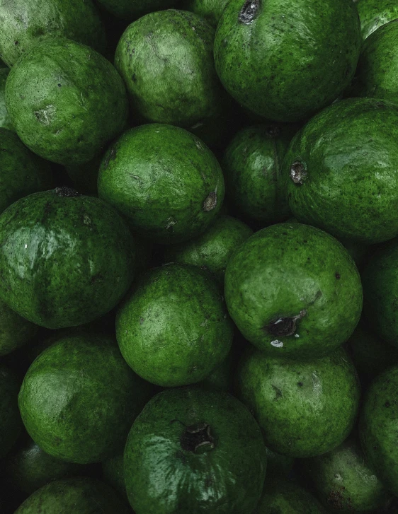 several guacamole type fruits piled together