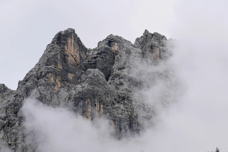 fog and frost cover the tops of mountains