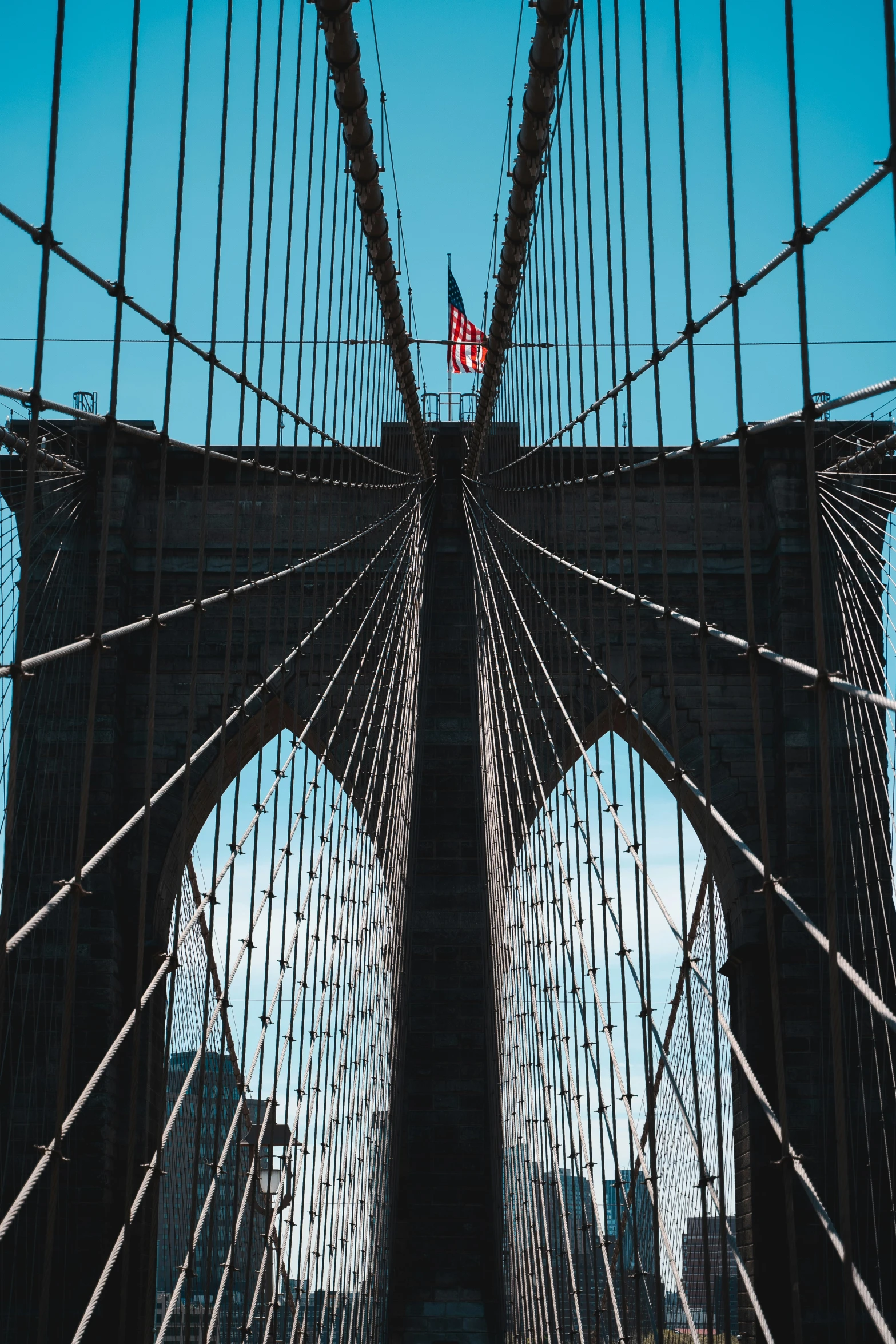 a flag on top of the top of a large structure