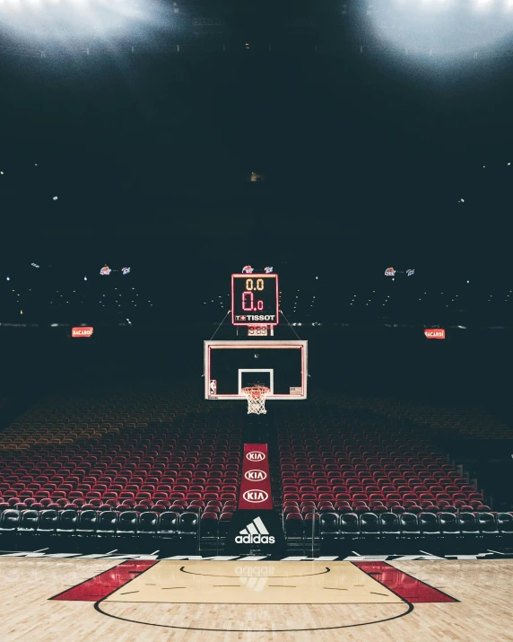 the seats in a sports arena are empty