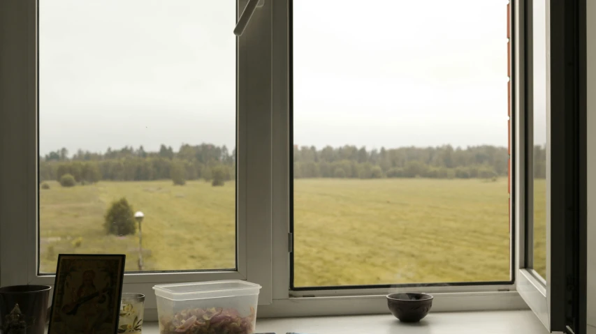 a window with an open screen in front of it