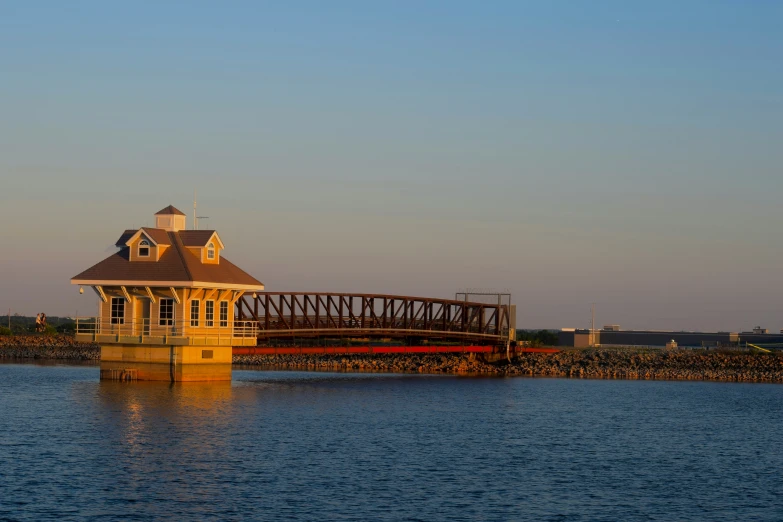 the house is built on top of a small bridge