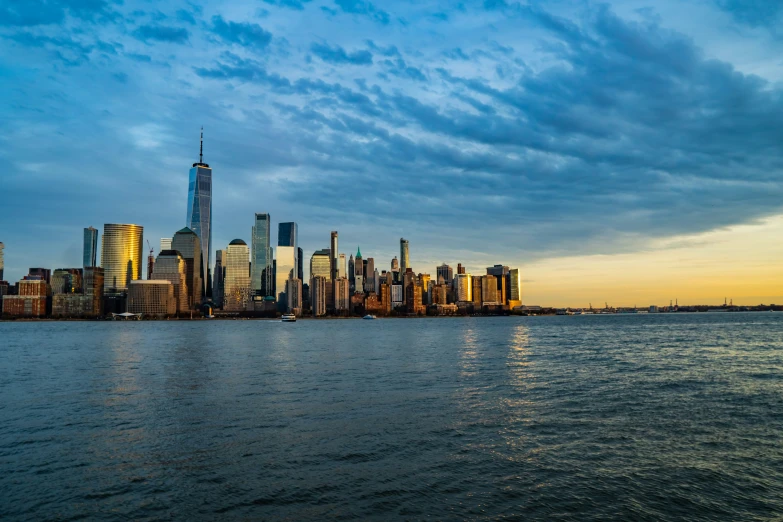 the new york city skyline viewed from across the water