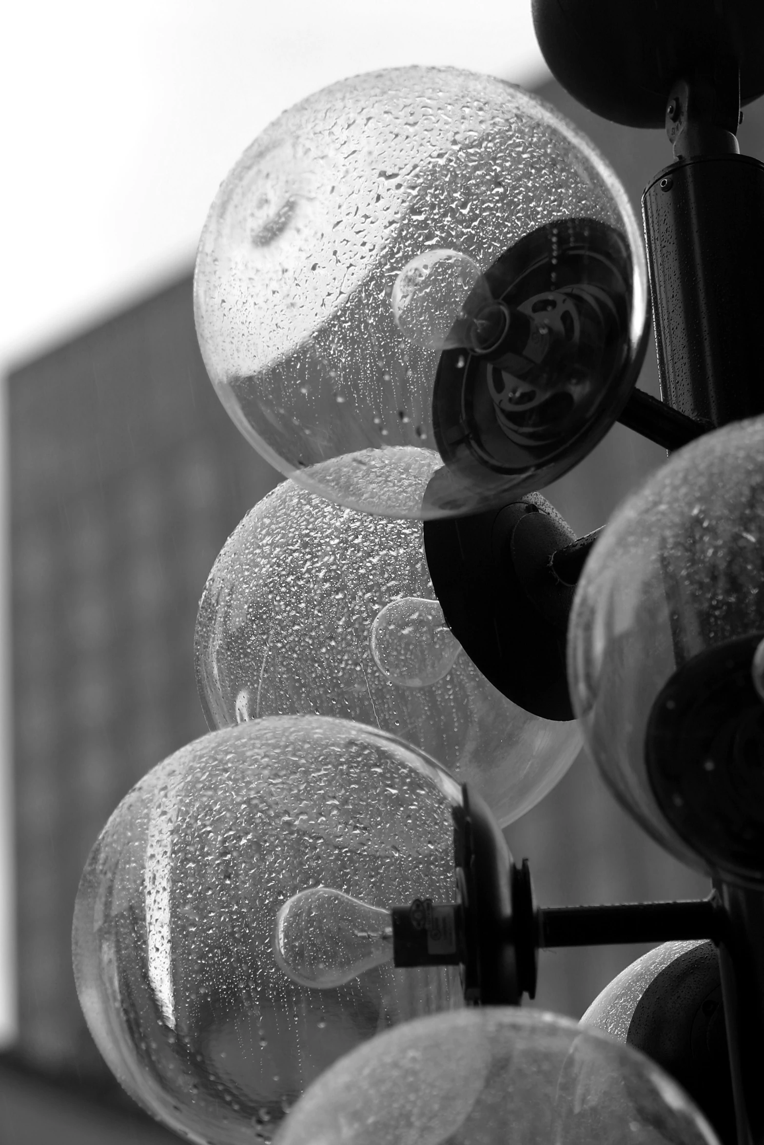 a bunch of bubbles in front of the windows