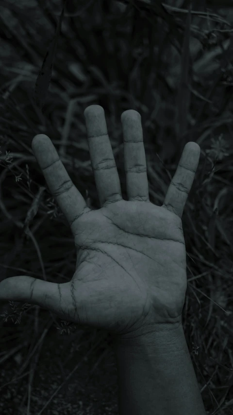 a person's hand out on the ground while reaching out