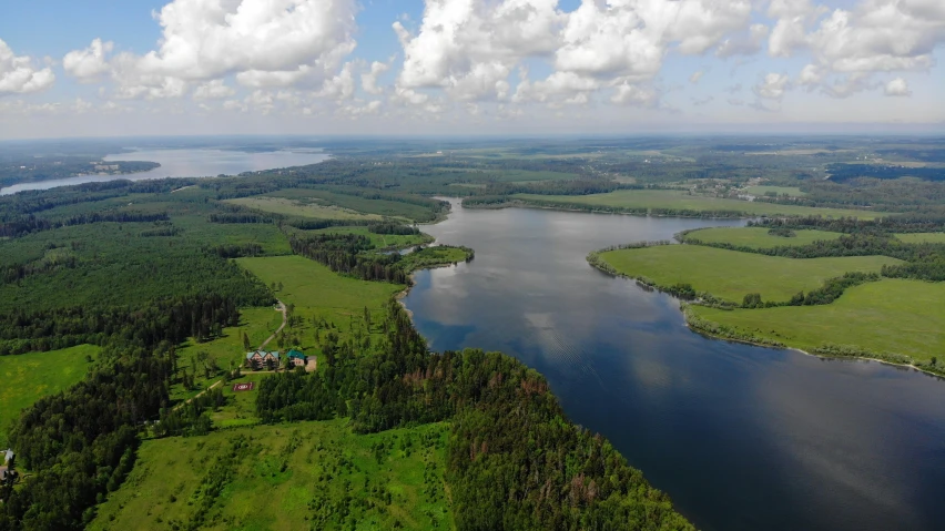 a view of some sort of lake from the air