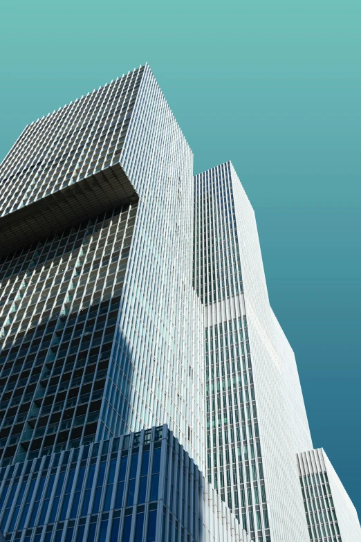 looking up at several different buildings in a city