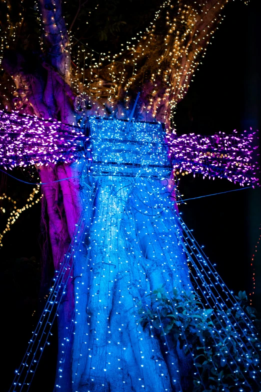 brightly lit path in front of an artificial wall