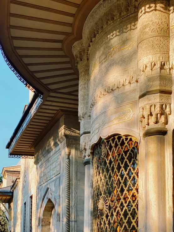 a small building is shown with an intricate tile work