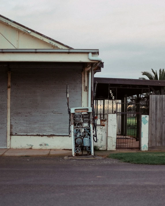 an open garage door sits in front of the door