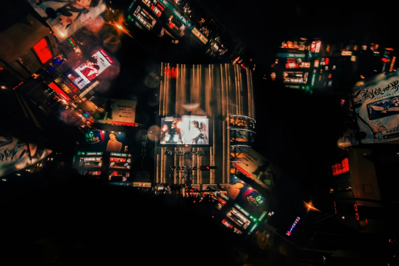 aerial view of lights at night in the city