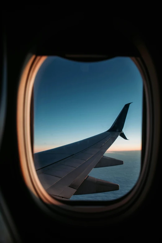 a view from a plane window of the wing