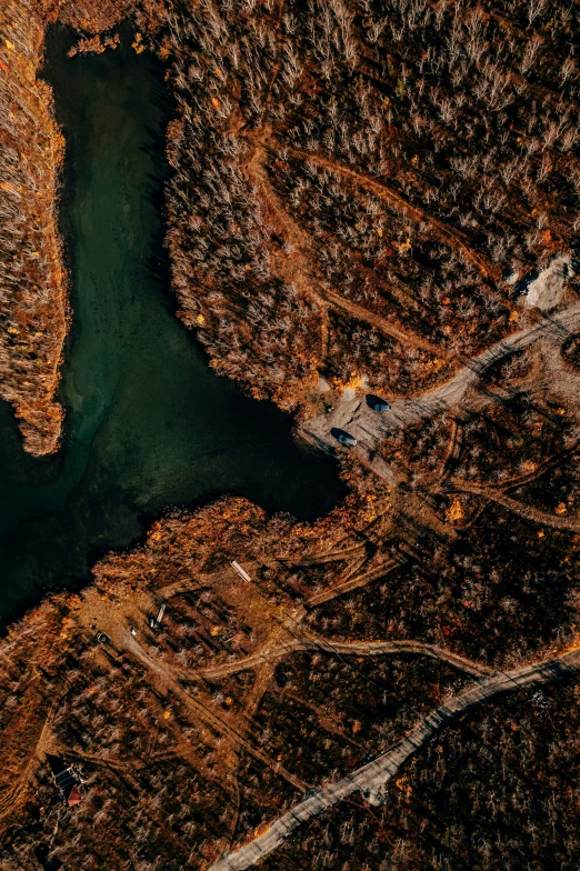 a satellite image of a city and river taken from space