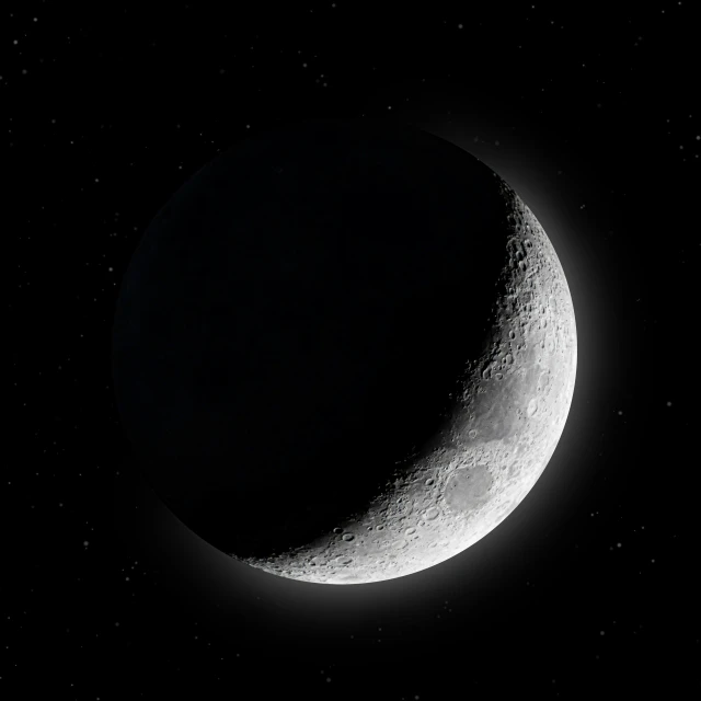 an illuminated crescent in the dark night sky