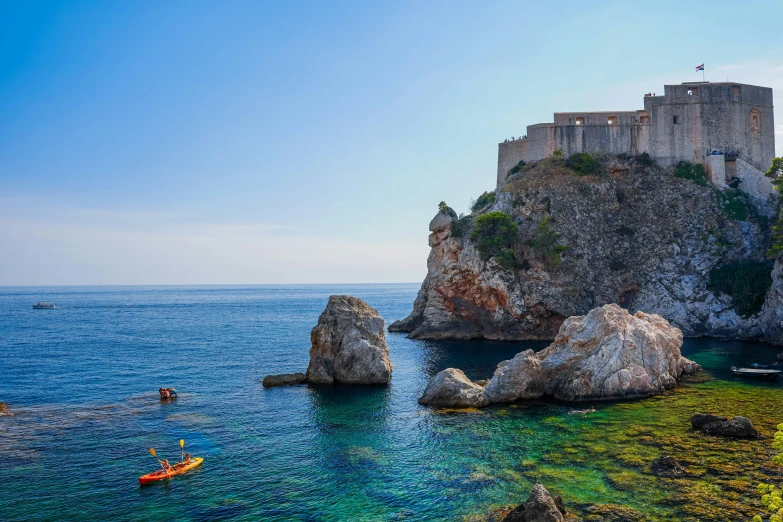 a castle on top of a large body of water