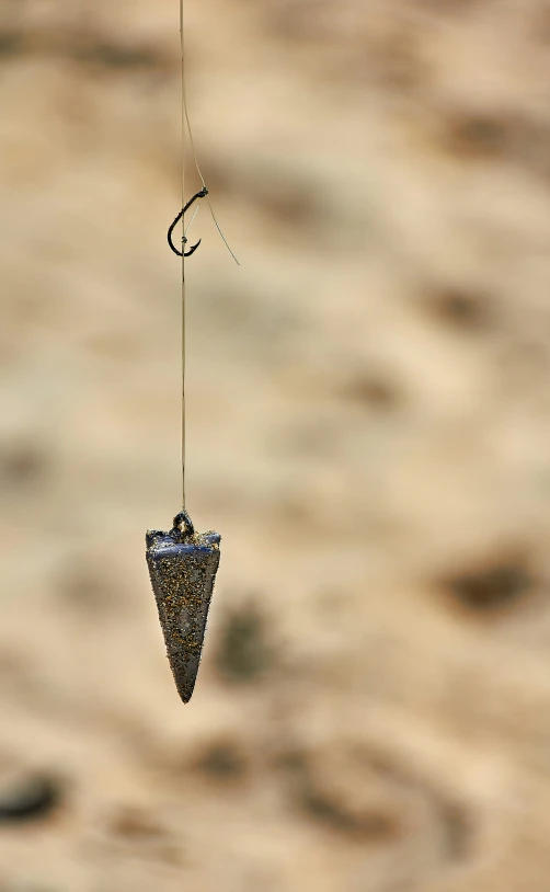 a spider sits on a small bead hanging from a long cord