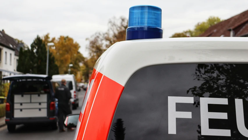 an image of a german police vehicle that is traveling on the road