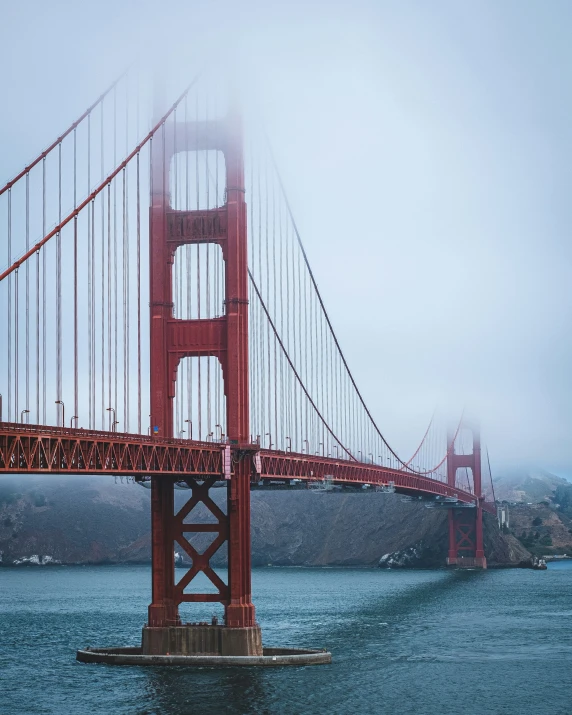 a po of the golden gate bridge in fog