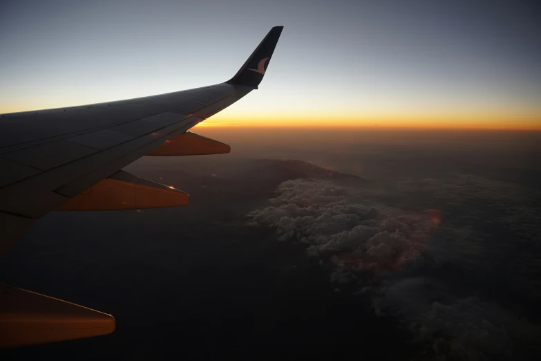 view of sunset from the airplane