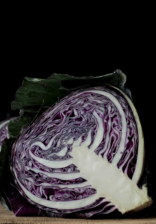 a close up s of a sliced red cabbage