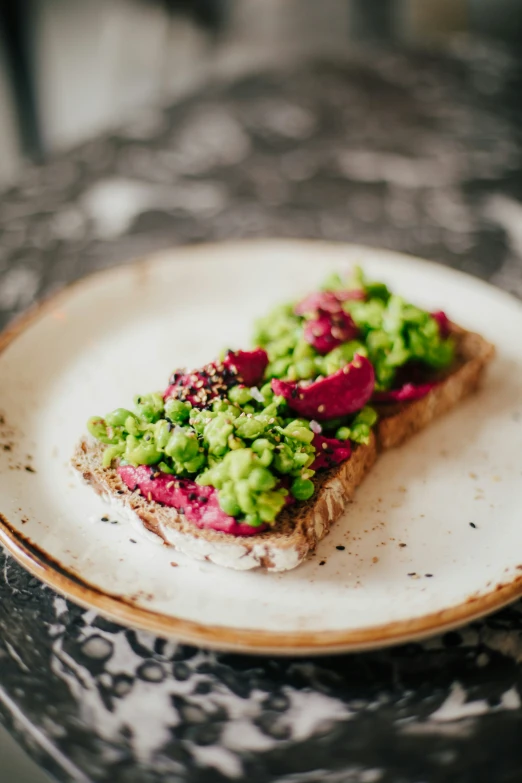 a plate containing food on a table