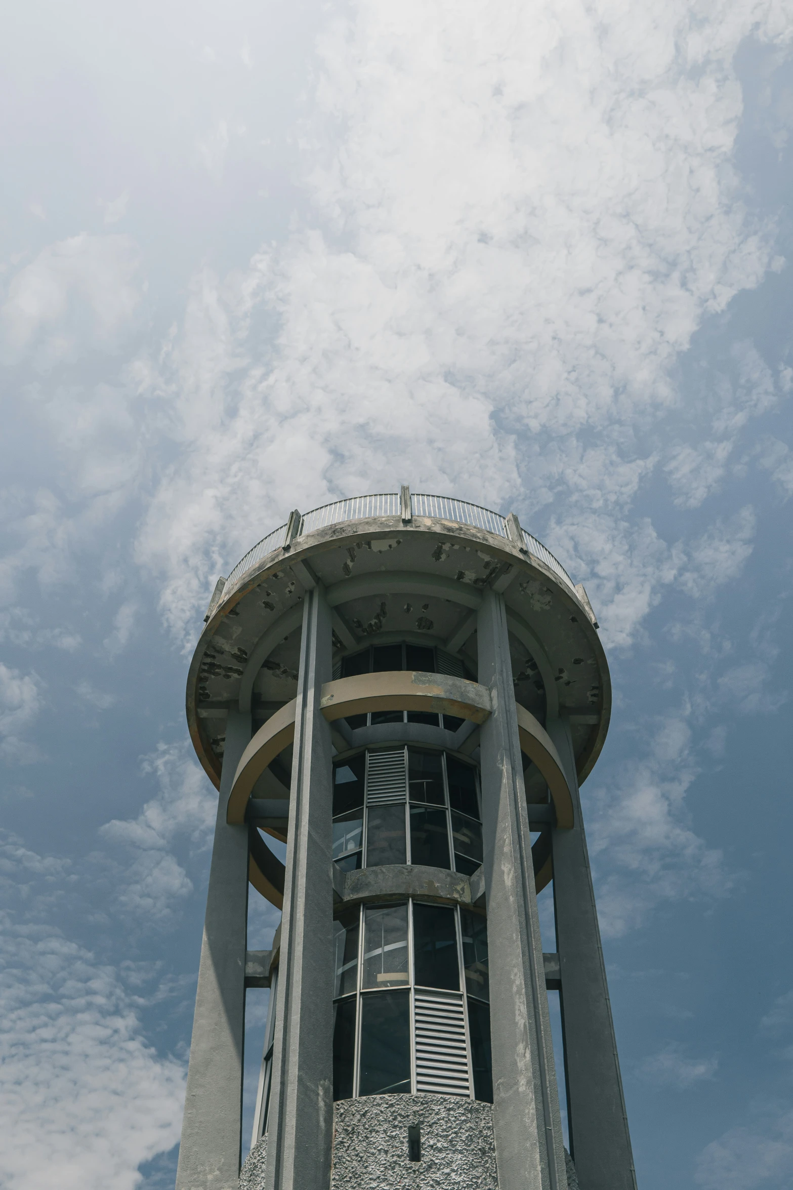 the tower looks out into the sky from below